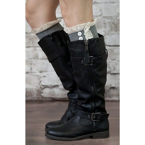 NEW Lot of 5 Crochet Lace Knee High Boot Socks fits Women's Shoe Size 6-11 Color - Picture 4 of 12